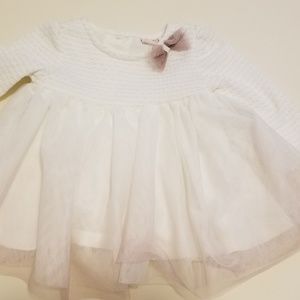 White tutu sweater dress with bow accent